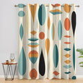 Blackout Curtains 2 Panel Set - Geometric Mid Century Modern Window Drapes