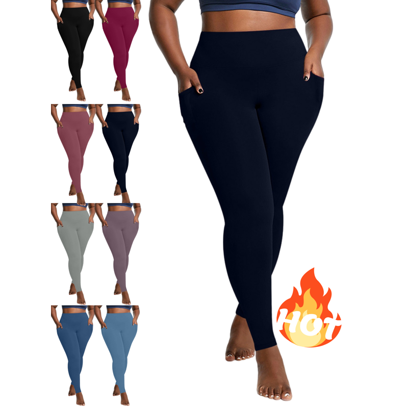 Plus Size Yoga Pants with Pockets High Waisted Workout Leggings for Women