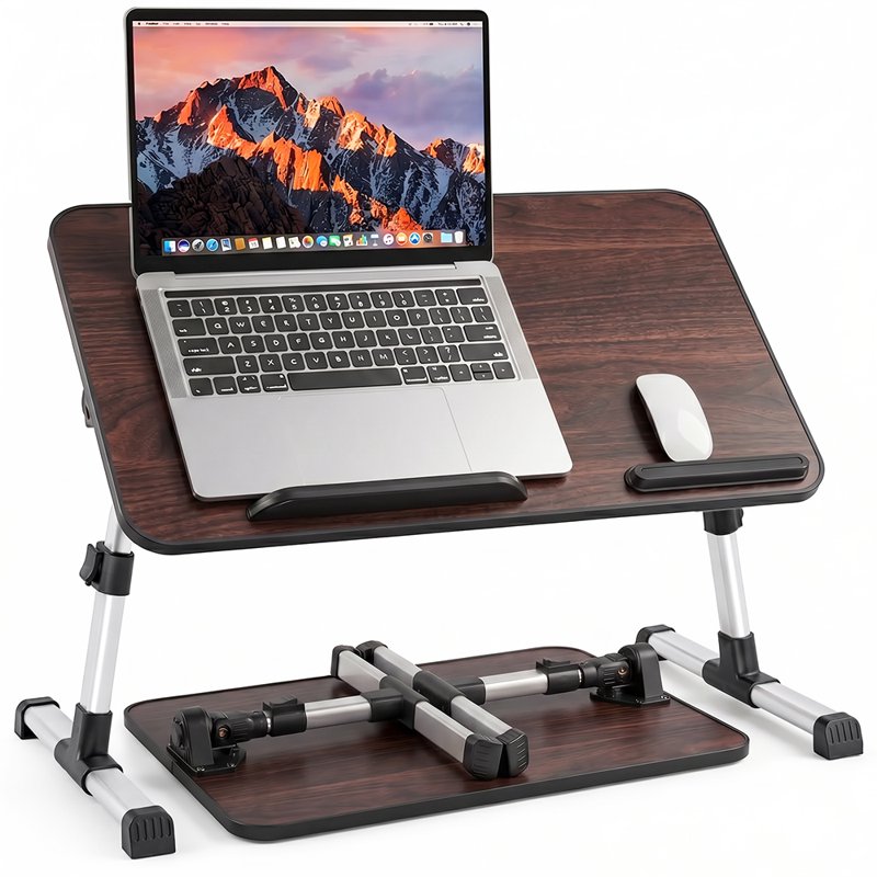 Cowin Adjustable Laptop Desk Table 20.5 x 11.82 in Walnut - Foldable Lap Desk
