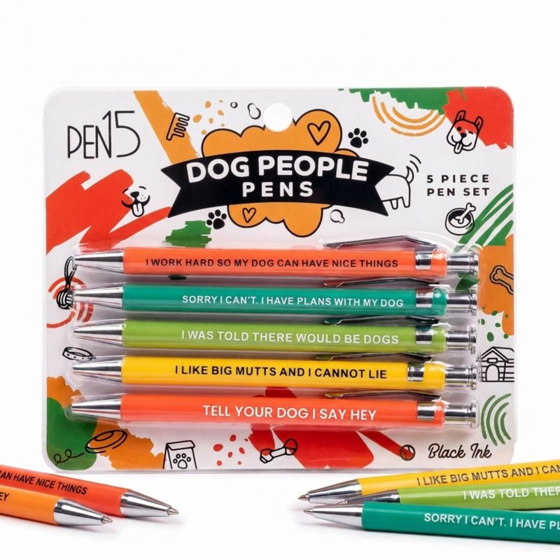 Funny Dog Lover Pens 5-Pack - Snarky Sayings Ballpoint Gag Gift