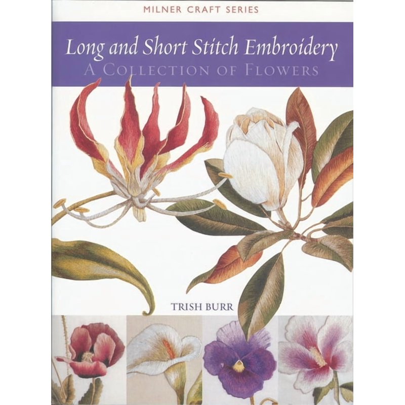 Embroidery Pattern Book with Floral Designs - Long & Short Stitch Techniques