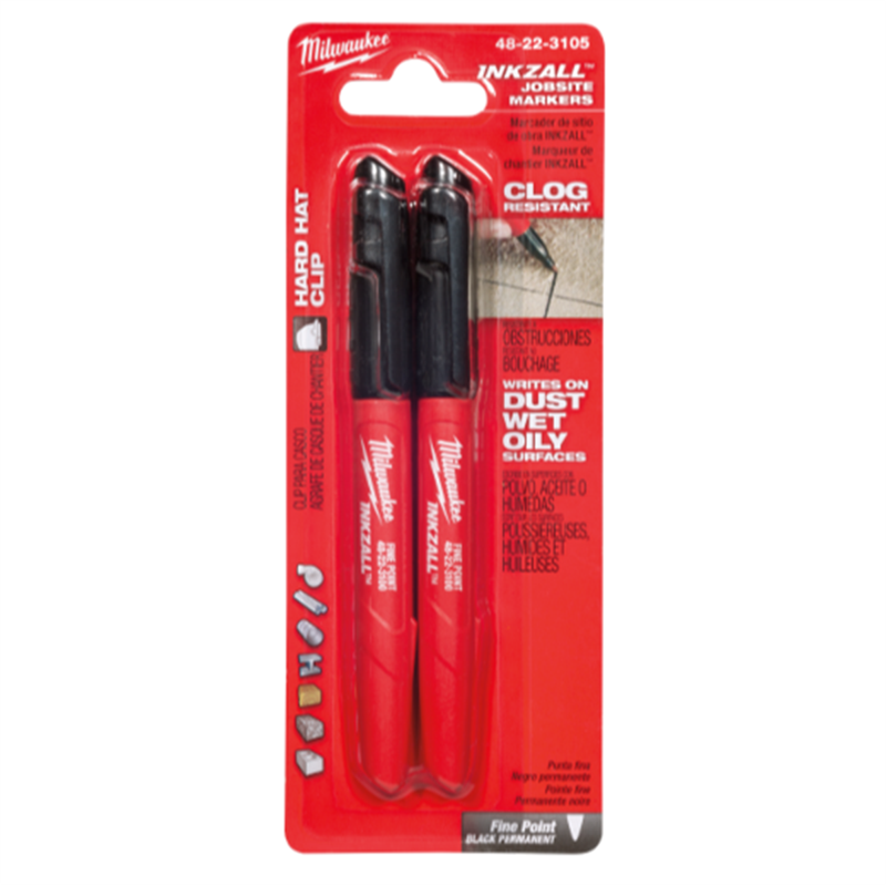 Black Fine Point Marker 2-Pack for Job Sites, Oily & Wet Surfaces