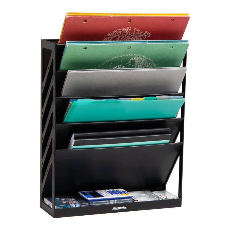 Vertical File Storage Organizer Wall Mount 5-Tier Desktop Office Drawer