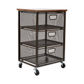 3-Drawer Metal Rolling Storage Cart with Wood Top - Office Organizer, Mobile Cabinet