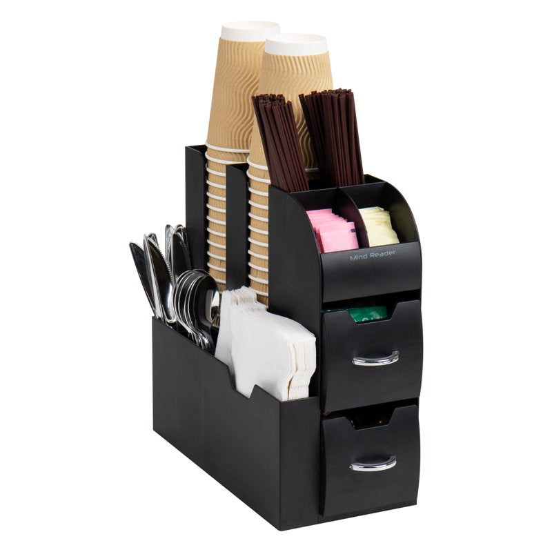 Countertop Coffee and Condiment Organizer Station - Black