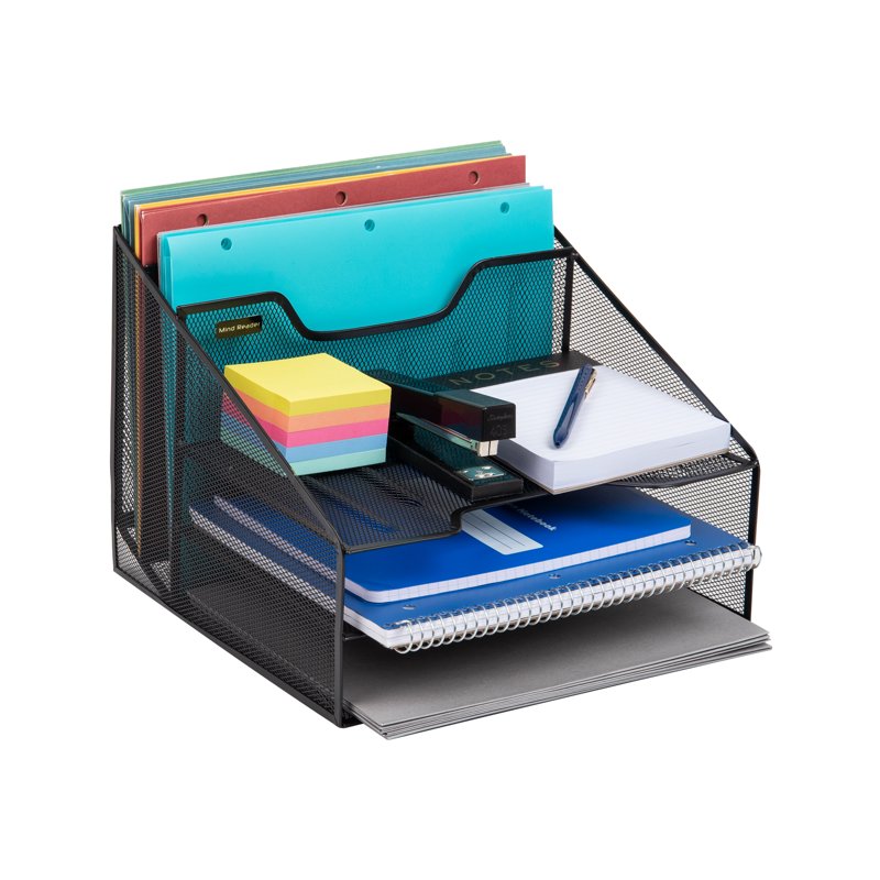 Multi-Compartment Desktop Organizer with File Holders for Office & Home