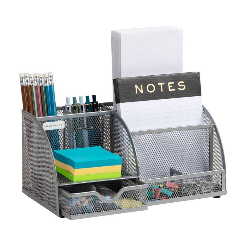 Desktop Organizer with 7 Compartments - Metal Mesh Office Storage