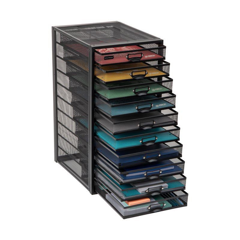 Mesh 10-Drawer Desk Organizer for Office, Crafts & Mail Sorting, Black or Silver