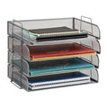Stackable Desktop Organizer Tray Set - Metal Mesh File Holders, 4-Piece