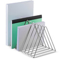 Triangle-Shaped Desktop File Organizer - 9 Compartments, Silver