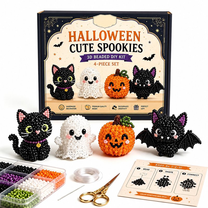 Mini 3D Beaded Animal Craft Kit for Halloween DIY Embroidery Gift