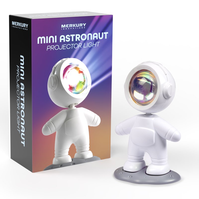 Mini Astronaut Night Light Projector with Rotating Head - USB Powered, Purple Sunset