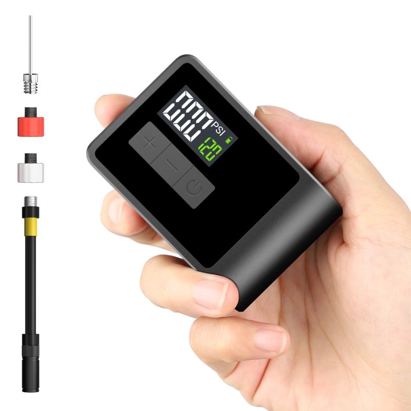 Portable Electric Bike Pump 120 PSI with Digital Gauge & USB-C Rechargeable