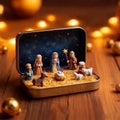 Mini Nativity Set in Decorative Tin Box - Portable Religious Figurines for Travel & Home