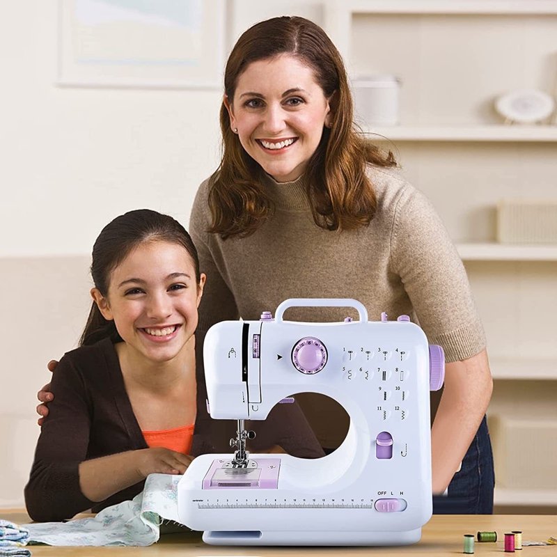 Mini Portable Sewing Machine for Kids & Beginners - 12 Stitch Patterns, Double Thread, Easy Operation