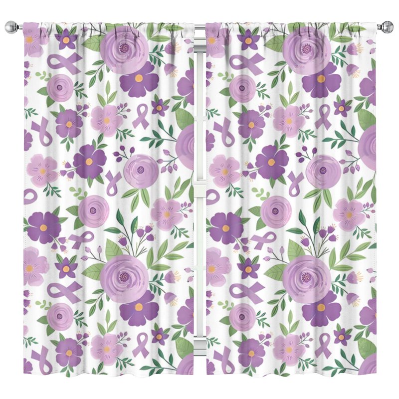 Minimalist Floral Blackout Curtains 42x84 Inch Rod Pocket Drapes for Bedroom
