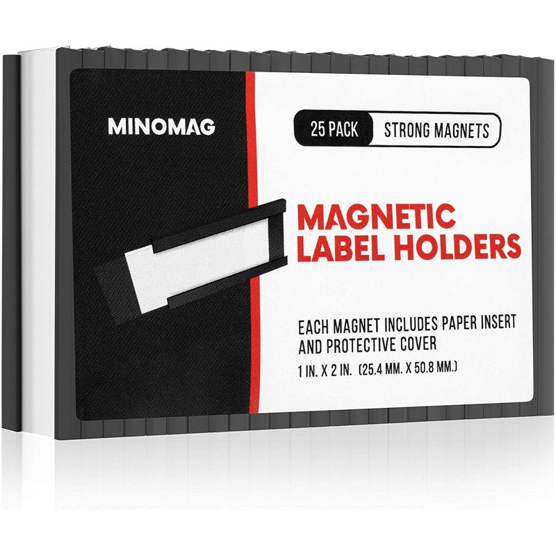 Magnetic Label Holders Set of 25 - Slot Loading Data Card Organizers for Metal Surfaces