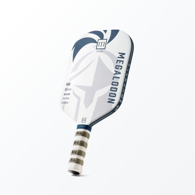 Megalodon Pickleball Paddle with 18K Carbon Fiber Face, 20mm Poly Core, Elongated Handle – USAPA Approved