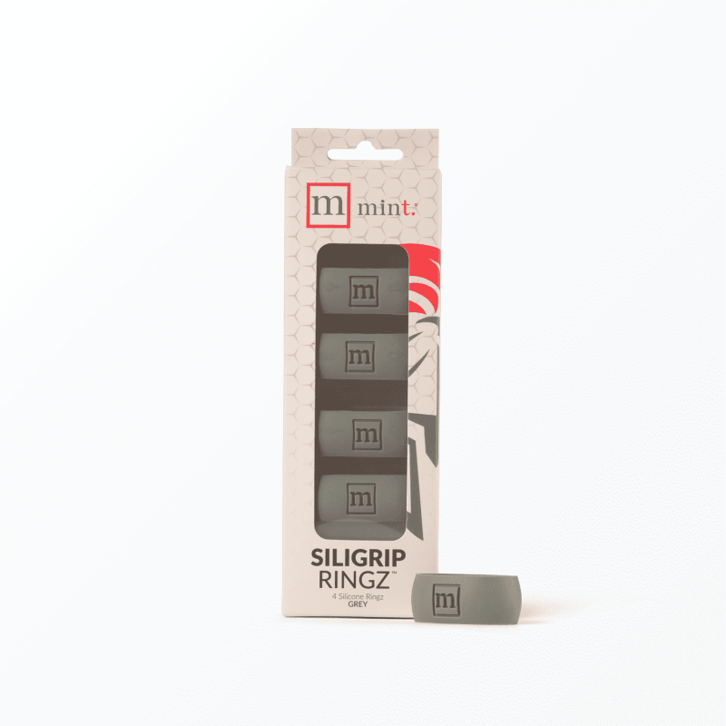 Mint Sport Siligrip Ringz Gray – Non-Slip Silicone Grip Bands for Pickleball & Racket Sports 4 Pack