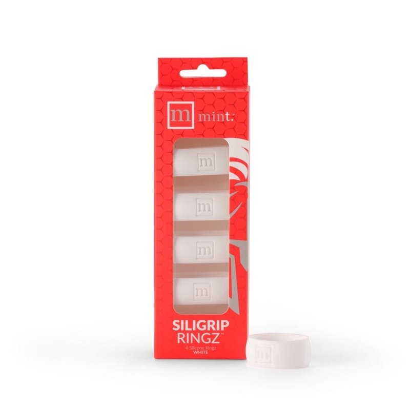 Mint Sport Siligrip Ringz White – Non-Slip Silicone Paddle Grip Bands (4 Pack) for Pickleball, Tennis & More