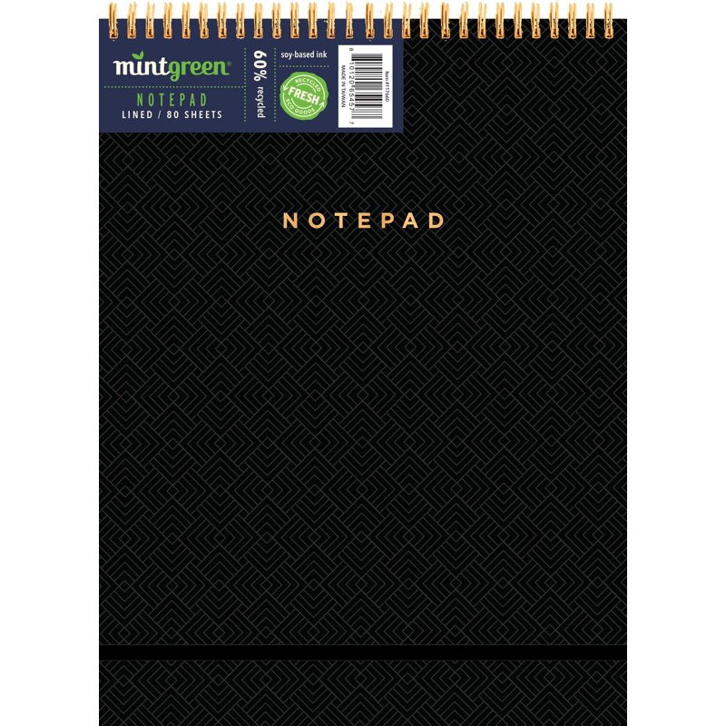Mintgreen Spiral Top Notepad, 8x10.75, 80 Sheets, Professional Series