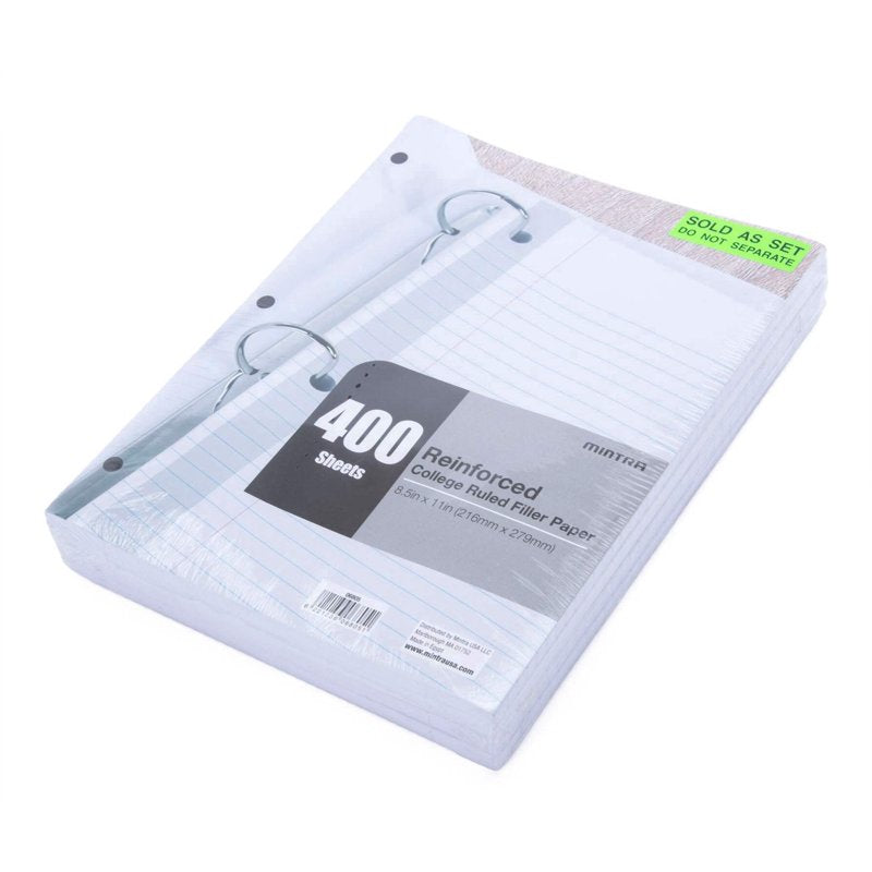 Reinforced Paper for Binders 400 Sheets 3-Hole Punched College & Graph Ruled