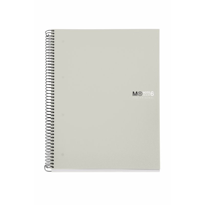 Miquelrius 6-Subject Spiral Notebook 8.5x11 Grey - Lined Paper, Heavyweight Cover