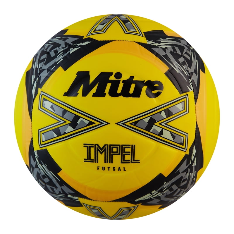 Mitre Impel Futsal Training Soccer Ball - 6-Panel Durable Soft-Touch, Yellow/Black (Size 4)