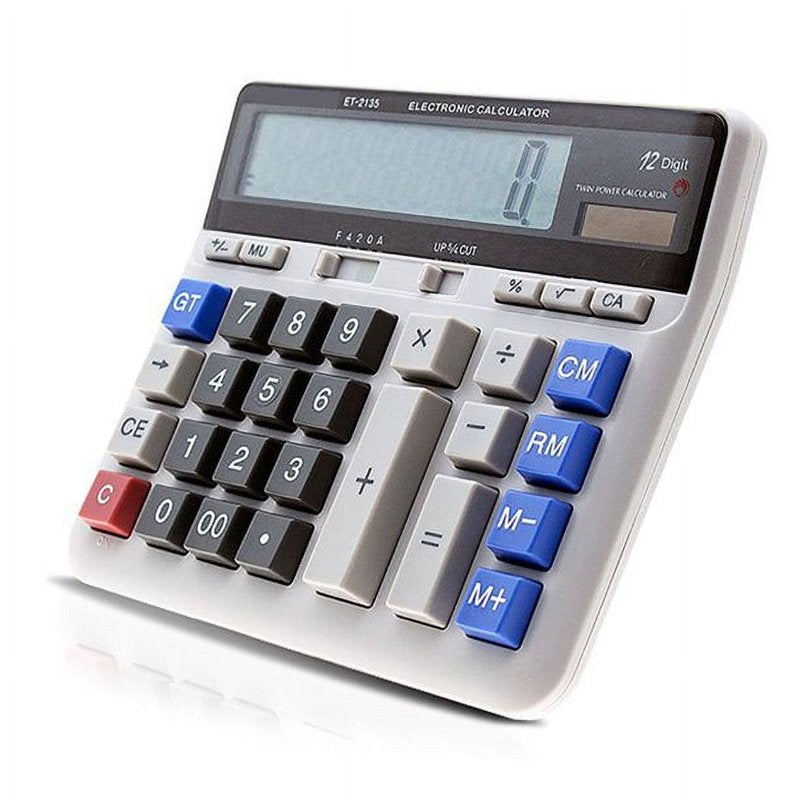Large Scientific Calculator 12-Digit Display Dual Power for Business Office School