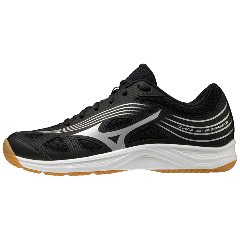 Junior Volleyball Shoes - Mizuno Cyclone Speed 3, Black Silver, Size 2