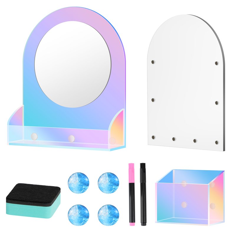 Magnetic Locker Accessories Set with Mirror, Dry Erase Board, Pen Holder & Magnets
