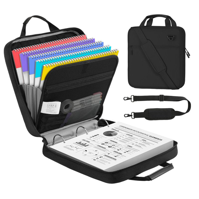 2 Inch Zipper Binder with 3 Ring Capacity for 500 Sheets - Multi-Pocket Office Organizer