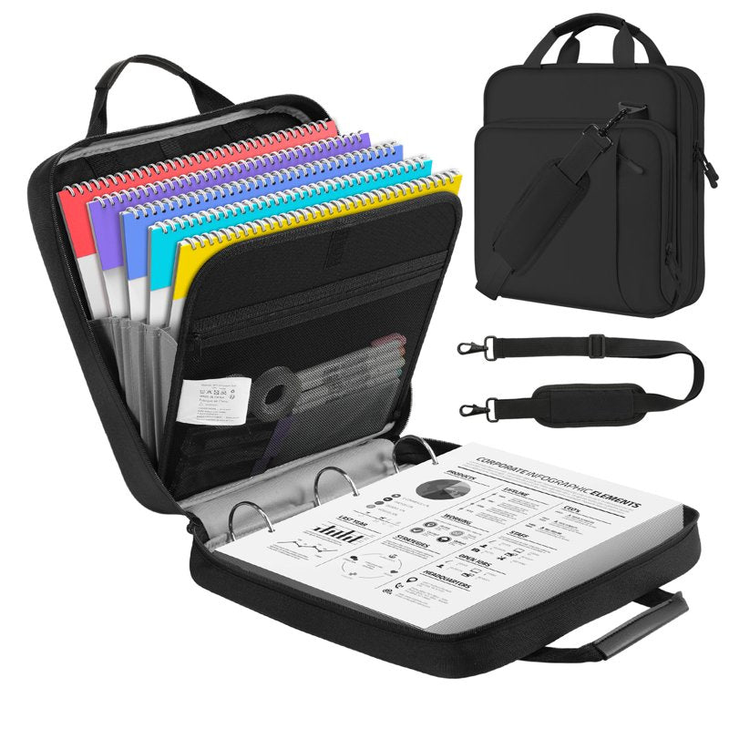 2-Inch 3-Ring Zipper Binder with Strap Handle, Multi-Pocket Office & School Organizer