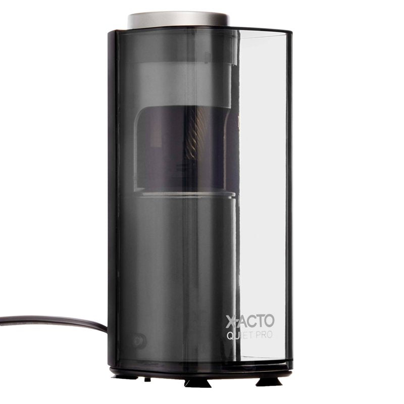 Electric Pencil Sharpener - Quiet, Heavy-Duty, Auto-Stop, 3x5x9 Black/Silver