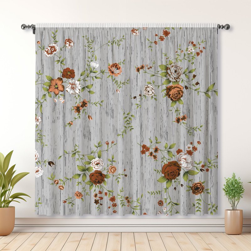 Simple Floral Print Blackout Curtains for Bedroom & Living Room - Rod Pocket Style