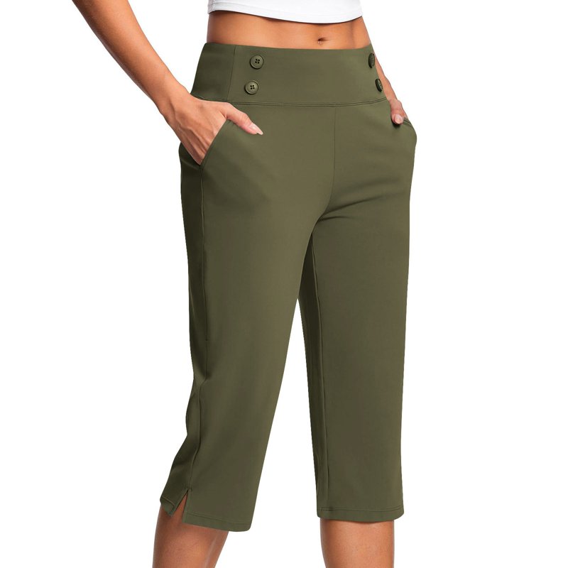 High-Waisted Capri Pants for Women Casual Workout & Workwear with Pockets