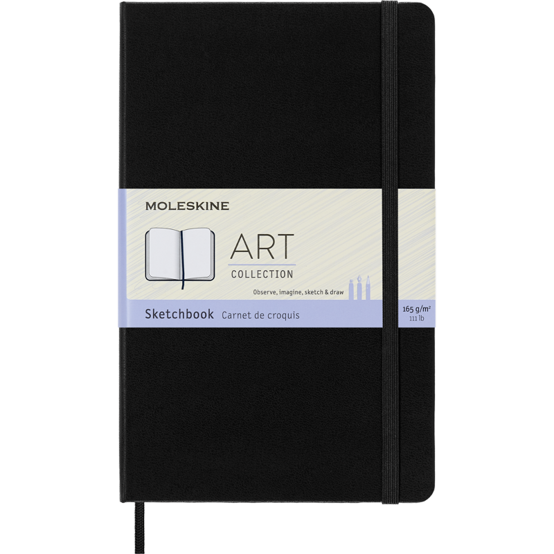 Large Sketchbook with Hard Cover and Premium Sketch Paper - Black