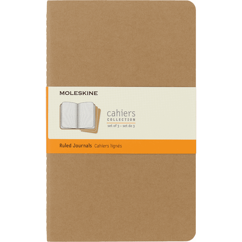 Large Kraft Cahier Journals Set of 3 - Ruled Notebook for Notes & Planning