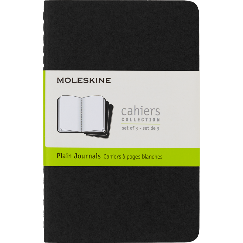 Pocket Journal Set - 3 Black Plain Notebooks for Notes & Planning