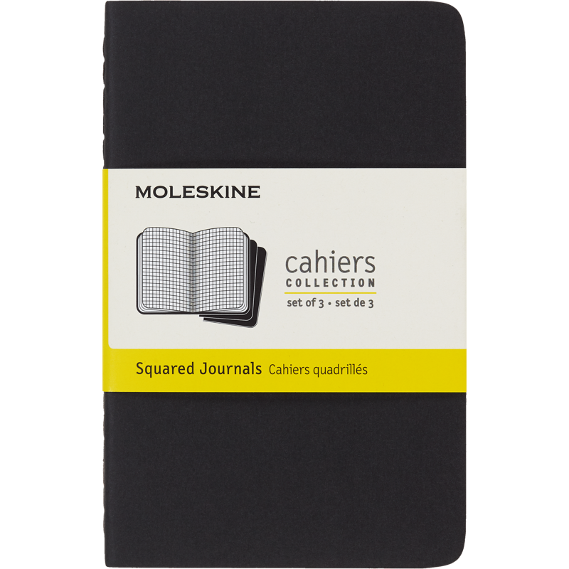 Set of 3 Pocket Squared Journals - Black, Compact Notebooks for Notes & Planning