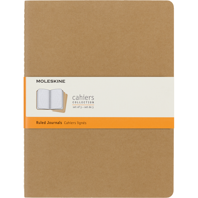 Set of 3 XL Kraft Brown Ruled Notebook Journals - Lightweight & Customizable