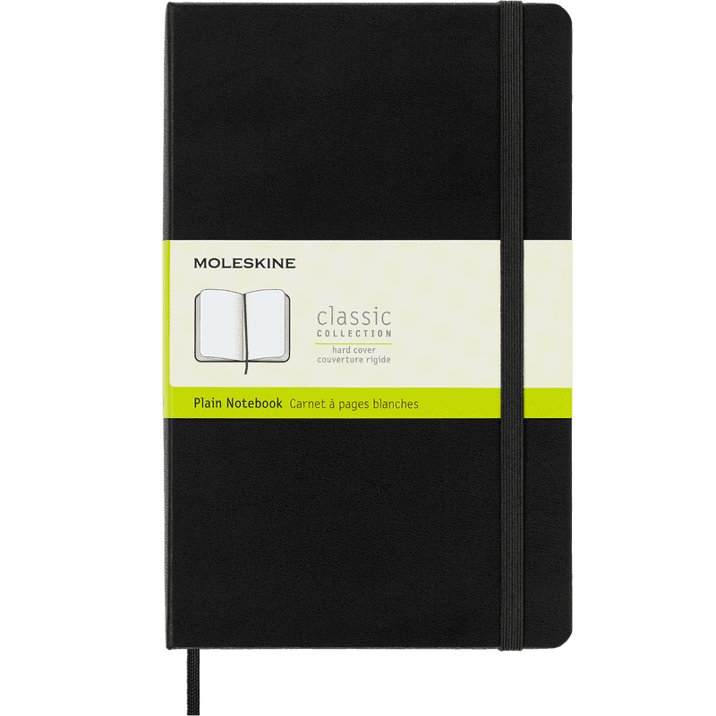 Large Classic Hard Cover Notebook - 5 x 8.25 Inches, Black, Ruled Paper