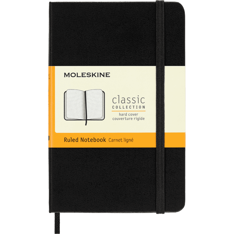 Pocket Notebook with Hard Cover - Ruled, 192 Pages, Black