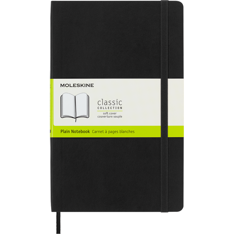 Large Soft Cover Notebook - Plain Black Classic Journal for Writing