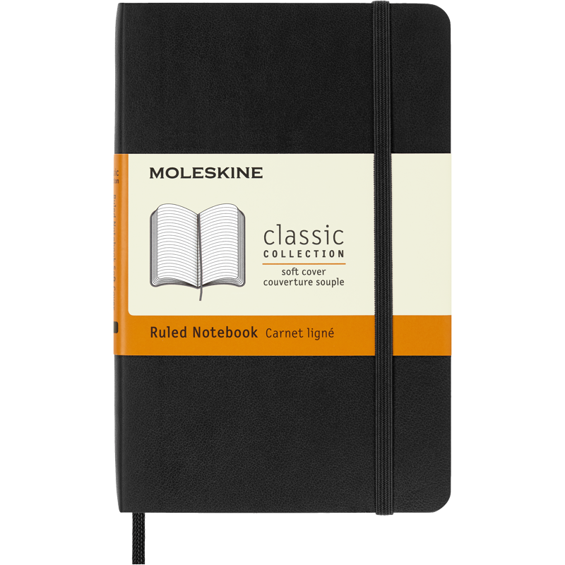 Moleskine Classic Pocket Notebook - Soft Cover, Ruled, Black, 3.5 x 5.5 Inches