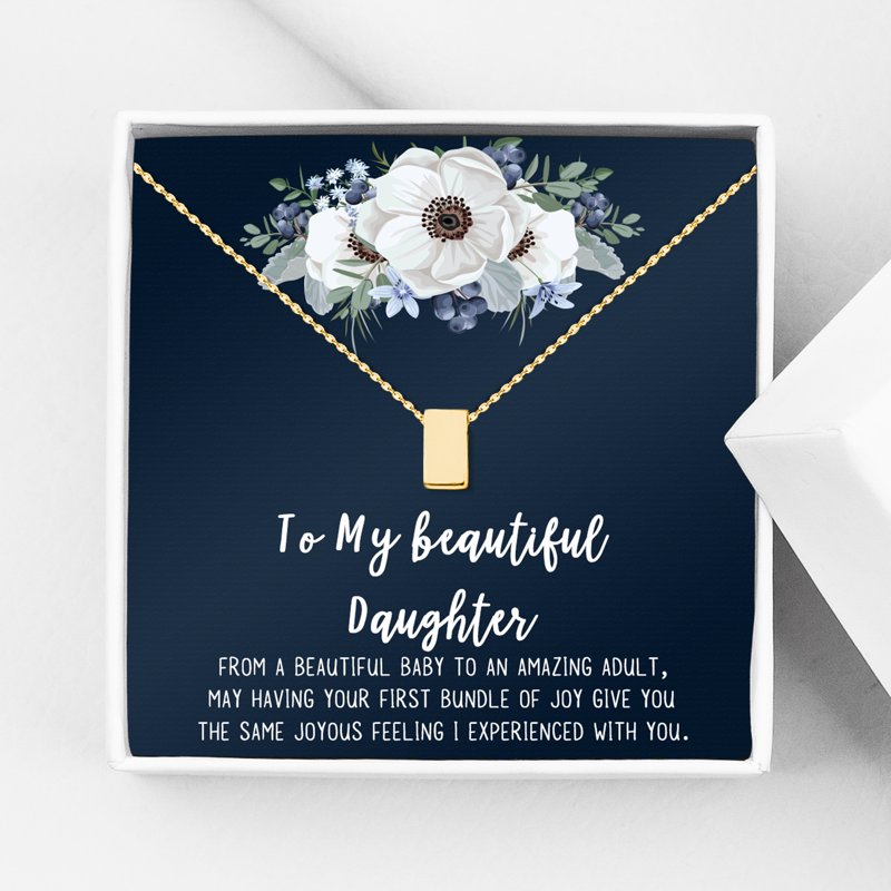 Mother Necklace Gifts for Women - Dainty Square Pendant for Mother & Daughter