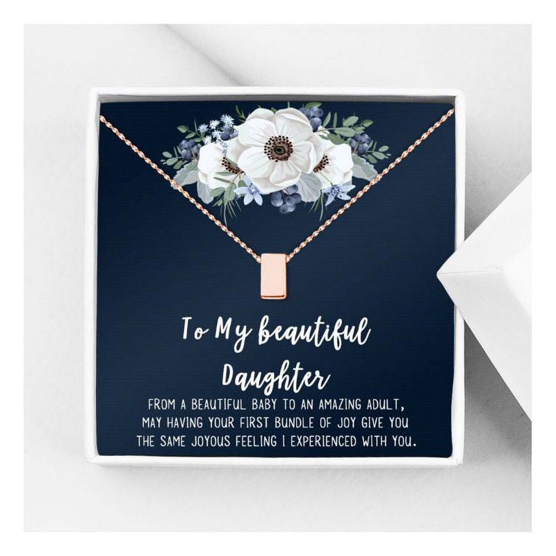 Mother & Daughter Cube Necklace Gift for Women - Rose Gold, Silver & Gold