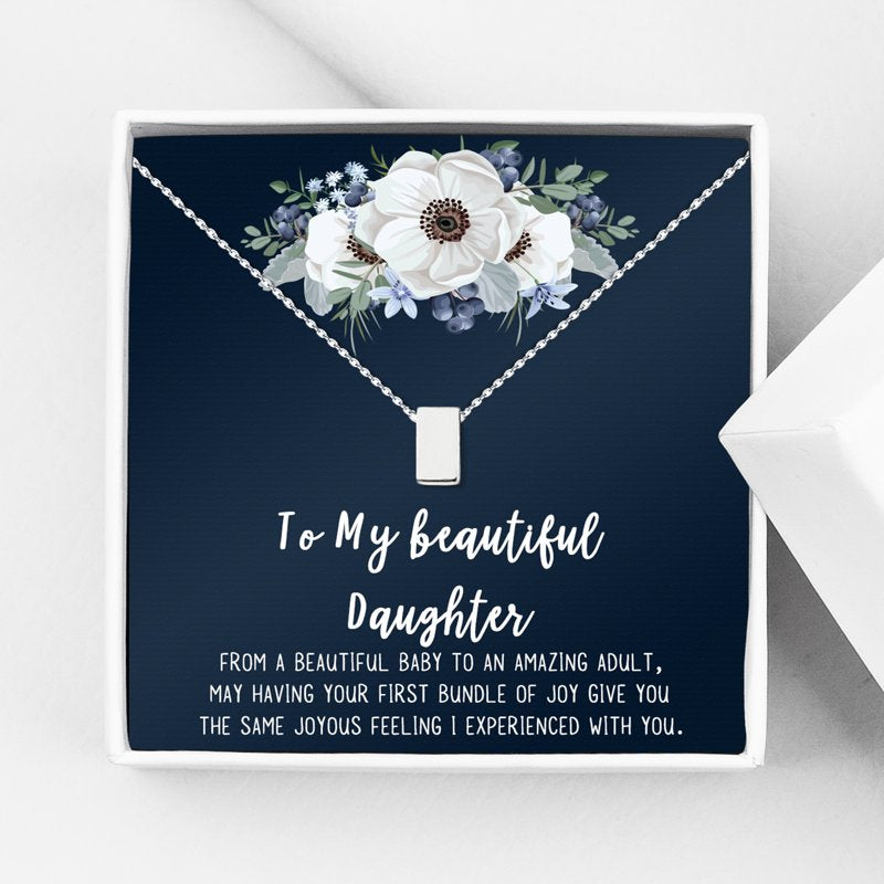 Mother & Daughter Cube Necklace Gift - Silver, Gold & Rose Gold Options