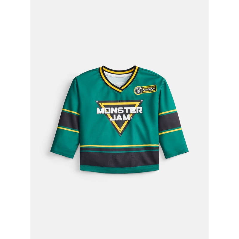 Toddler Boys Monster Jam Graphic Hockey Jersey Long Sleeve Sports Shirt