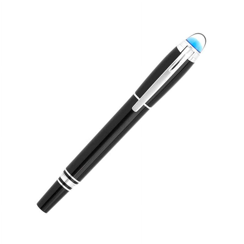 Luxury Black Resin Fountain Pen with Platinum Coated Clip & Fine Nib